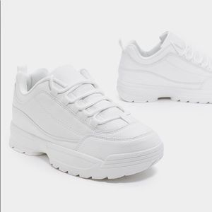 Chunky Faux Leather Sneakers